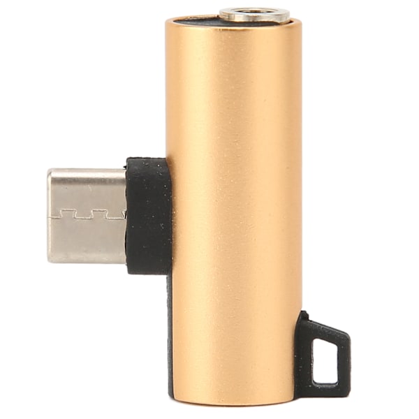 Type-C til 3,5 mm hodetelefonadapter Lader 2 i 1-kontakt HIFI-lyd med PD-hurtiglading (gull)