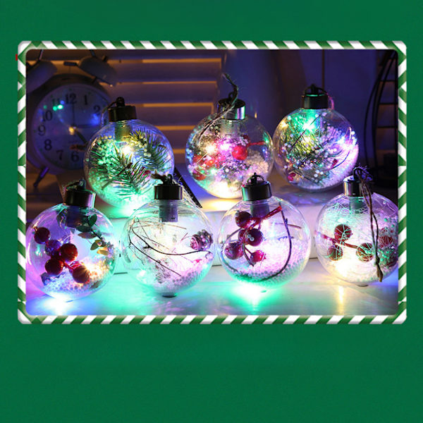 6st lysande julkulor med LED-ljushängen Påfyllningsbar boll Julgranshängande bollprydnader för fest