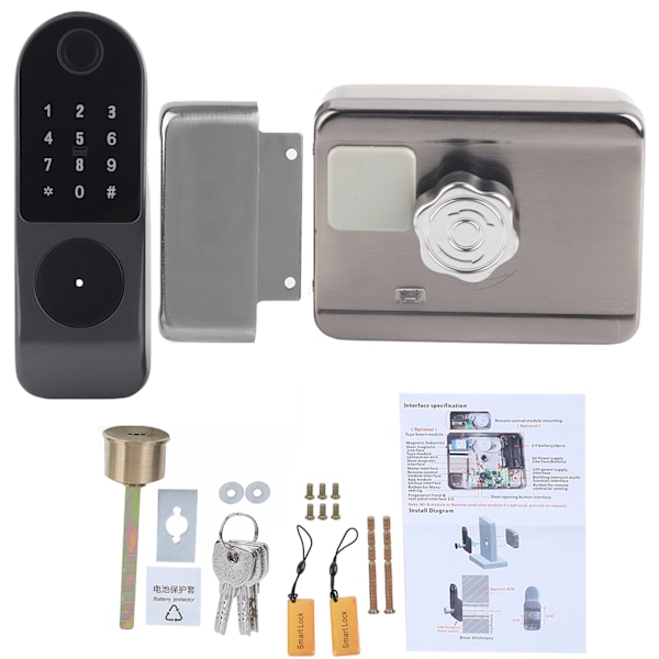 WIFI Dørlås Fingeraftryk Kodekort IC-kort Nøglekabel Gratis Digital Gate Access Control til TUYA