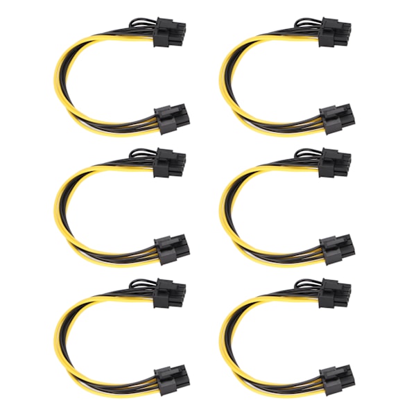 6 kpl GPU-virtakaapelia PCIE 6-nastainen 8-nastaiseen uros-uros 20 cm virtalähteen lisävarusteet