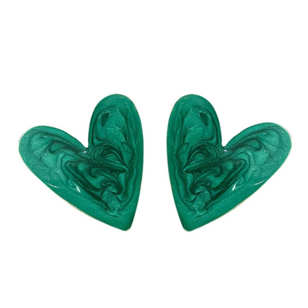 Grön/vit hjärtformade stolpe örhängen för kvinnor födelsedag smycken prydnad