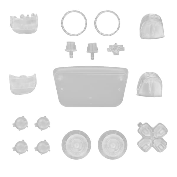 Erstatningsknapper L2 R2 Komplett sett med knapper Erstatningsknapp Reparasjonssett for PS5-kontroller Transparent hvit