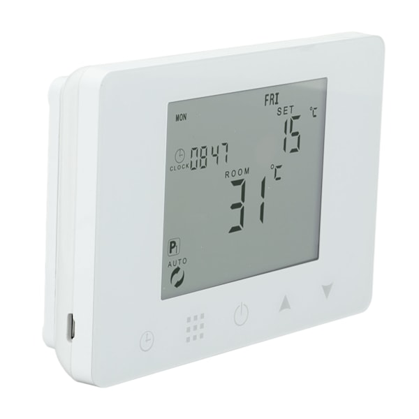 Trådløs RF-temperaturstyring Programmerbar LCD-baggrundsbelyst display Smart elektrisk varmetermostat