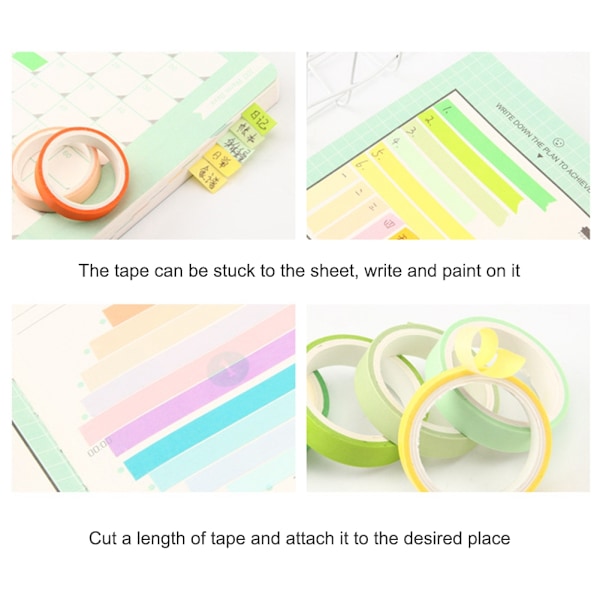 6 stk selvklebende Washi-tape ensfarget sett DIY Scrapbook Hånd Konto Dekorasjon (Høst)