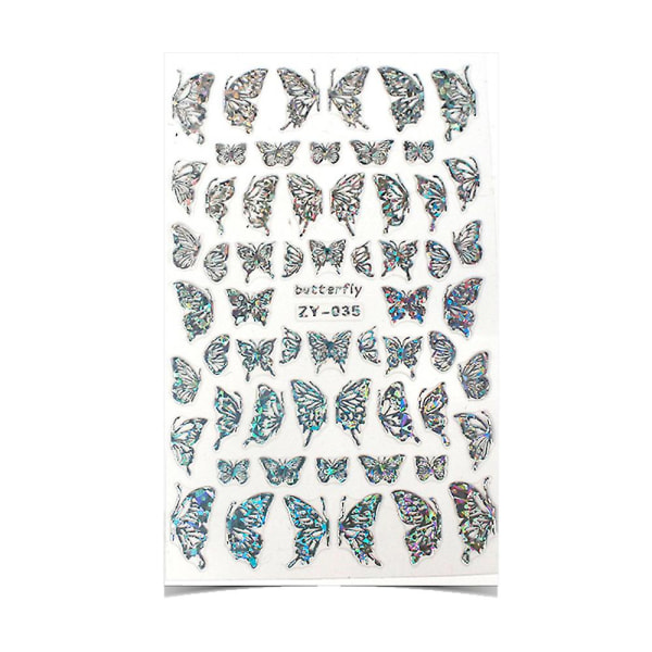 Butterfly Nail Art Sticker med 3d Hot Stamping Laser Nail Decal 3d Nail Sticker dekoration