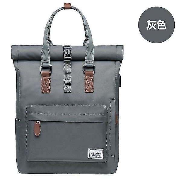 Gray Casual Men's Laptop Shoulder Backpack