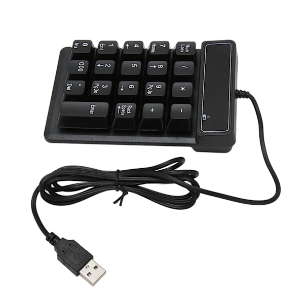 Trådløst Nummertastatur Sort USB-forbindelse 19 U-formede Taster Plug and Play Kompakt Numerisk Tastatur til Bærbar PC Desktop