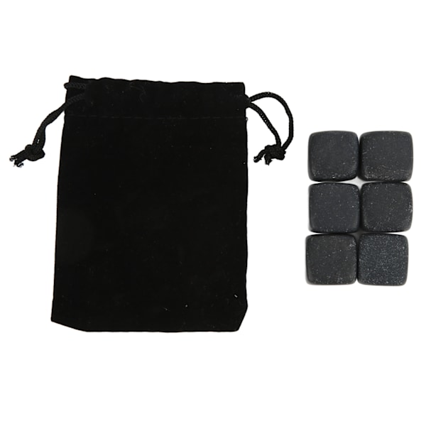 Basalt Whisky Stones Set med förvaringspåse för Whisky Cognac Vin Dryck Återanvändbar kylning Whisky Rocks för present 6st Set