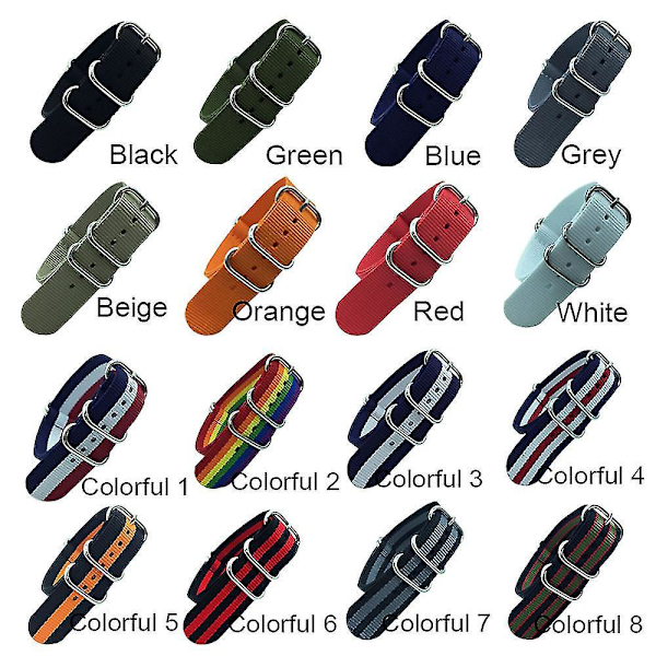 Nylon Army Sports Watch Strap för 007 James Bond Watch - 18mm 20mm 22mm 24mm