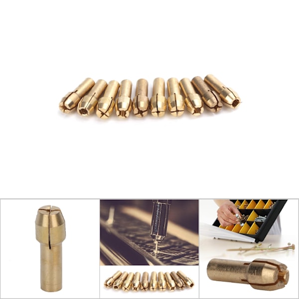 10 st 0,5-3,2 mm minimässingshylsor Chuckar Elektrisk slipmaskin Roterande verktygstillbehör (4,3 mm)
