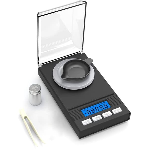 Milligramvikt 50G/0.001G, Precisionsmilligramvikt, MG, Fickformat, Laboratorium med LCD-display, Brev