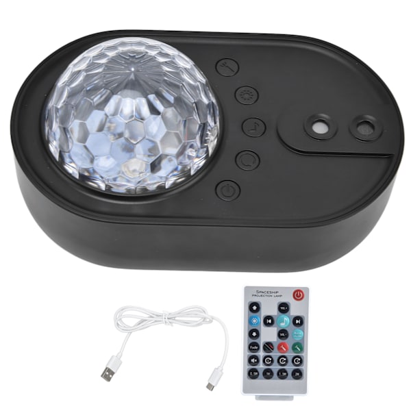 Rumsskibsprojektionslampe RGB-effekter Fjernbetjening Trådløs forbindelse Mini Rumskib Farverig lampe til værelse Fest Sort