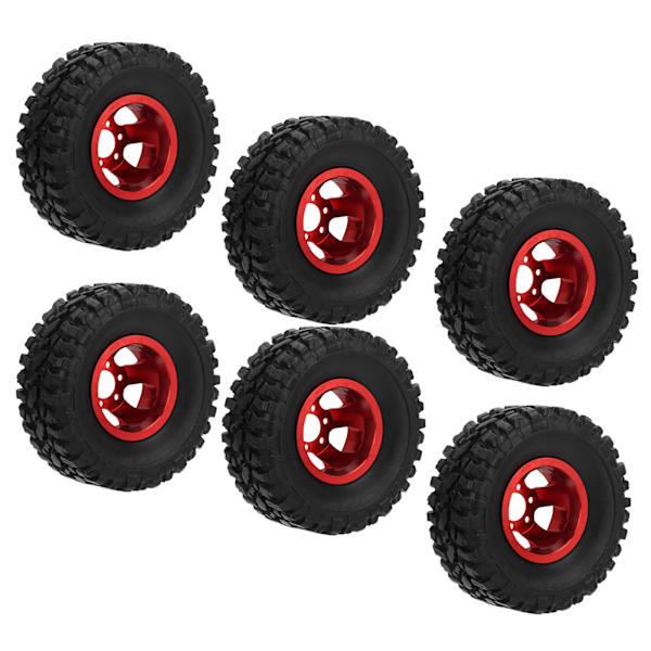 RC-kumirenkaat alumiinivanteilla WPL C14 C24 C34 C44 B14 B24 B16 B36 4WD -automalleille (punainen)