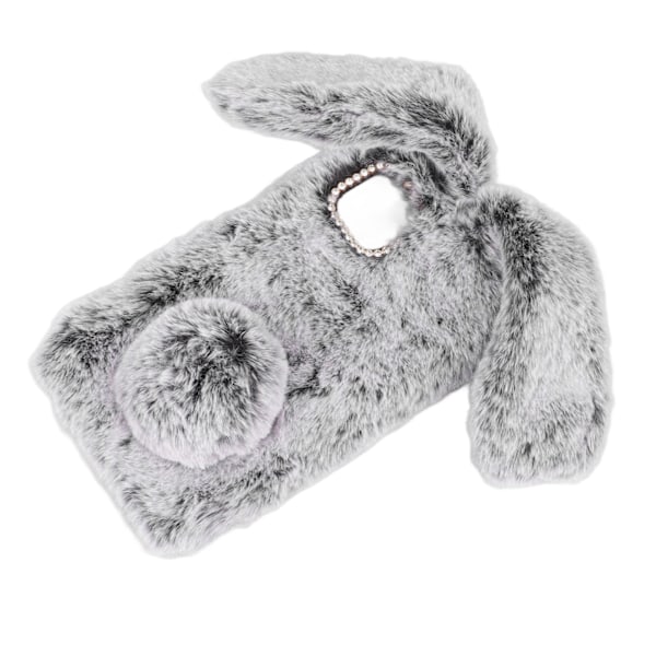 Söpöt pupu-korvat Plyysipuhelin Kotelo Pehmeä Harmaa Bunny Ears Puhelin Suoja Kotelo iPhone 11