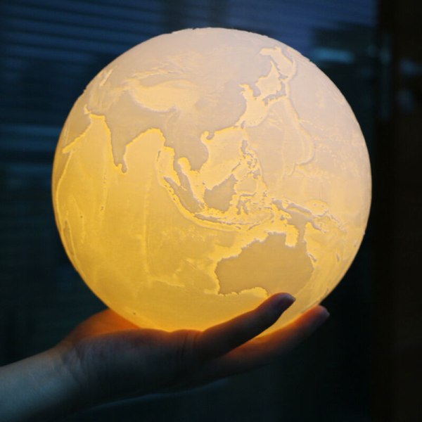 Maalamppu 3D-tulostus Maanvalaisin Yövalo Creative pöytävalaisin LED-yövalo, kaukosäädin 16 väriä 10 cm