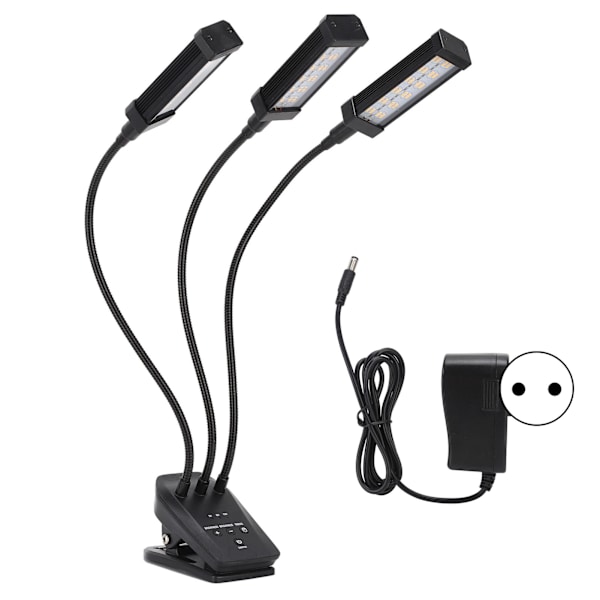 LED Vækstlys 3 Hoved 360° Justerbar Timeret Plantevækstlampe til Drivhuse Kontor 100‑240V Sort EU-stik