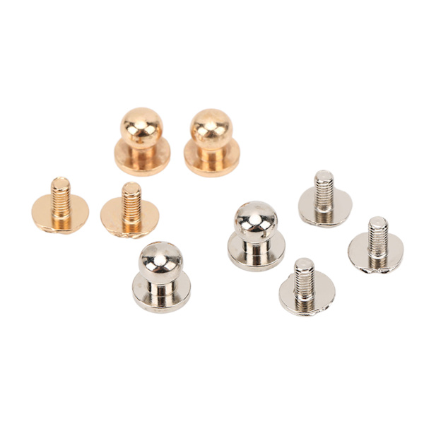200 set Chicago Screws 0,3x0,2in ren koppar glänsande tålig lädernitar med runda huvuden för väskfodral Kläder Guld och Silver Färg