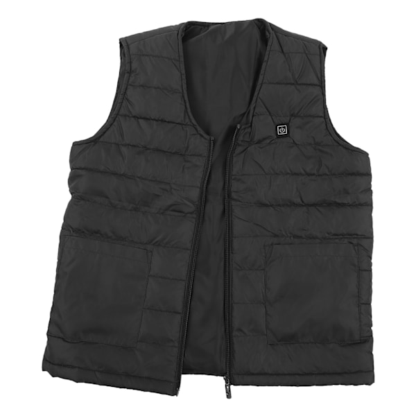 Opvarmet Veste V-hals Smart Konstant Temperatur Åndbar Varmt Varmevest til Vinter Sort 7XL
