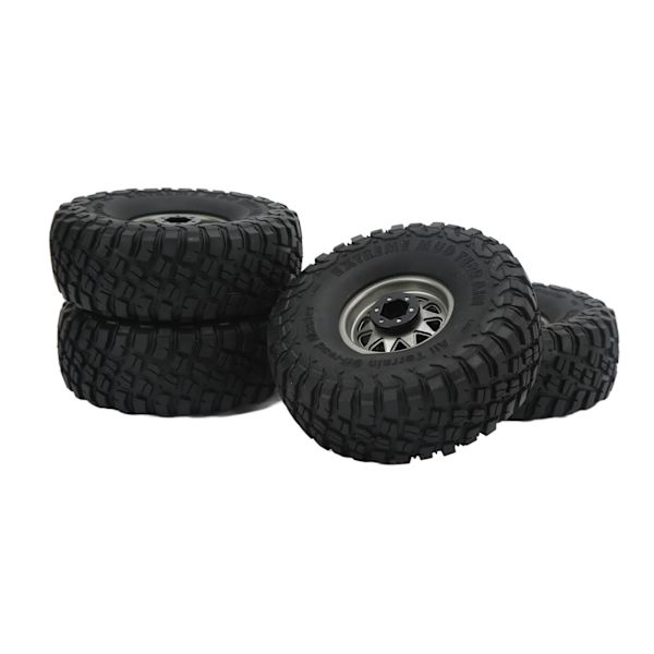 4 kpl 1,9 tuuman pyörien renkaita 10 reiän navalla epätasaisella sora-kuviolla SCX10 1/10 RC-automalleille, harmaa