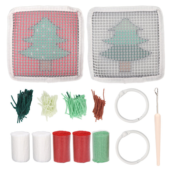 Latch Hook Kit Sött Julgran Mönster DIY Virkad Koppmatta Mjuk Bekväm Färgglad Latch Hook Matta