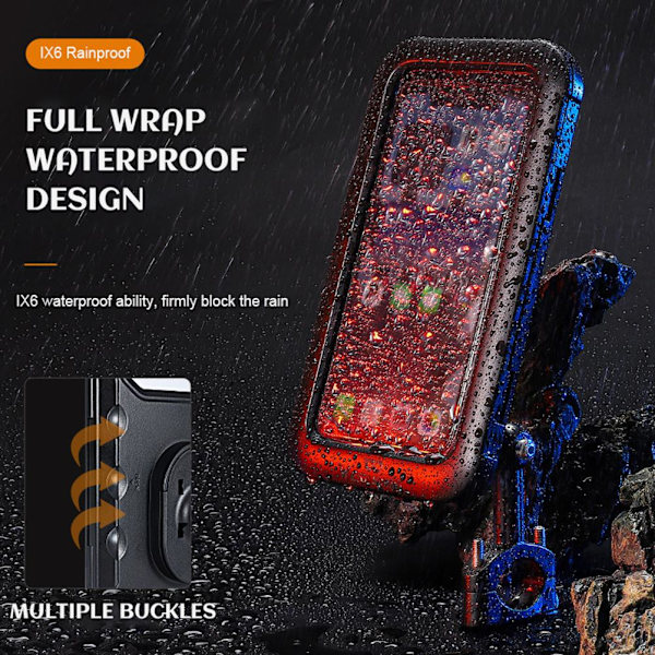 Sykkeltelefonholder All Inclusive Vanntett 360 Grader Roterbar Motorsykkel Telefonholder Motorsykkel Telefonfeste for 3,5 tommer-7 tommer Smarttelefon