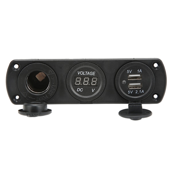3-in-1-latauspistorasia Paneeli Kaksois-USB-pistorasia Paneeli Savukkeensytytinpistorasia LED Digitaalinen volttimittari kuorma-autoon Marine RV