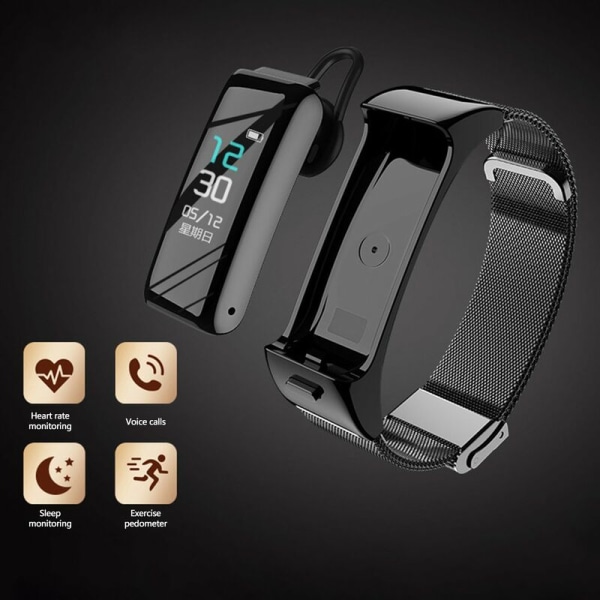 Call armbånd B6 separat BT headset to-i-ett smart armbånd sports multifunksjons ringeklokke, modell: gull
