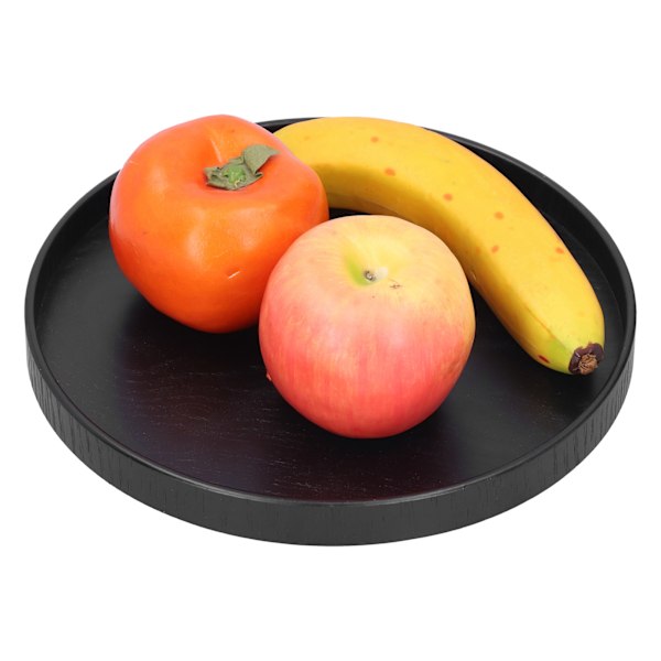 Rund Trebrett Serveringsbrett for Mat og Frukt for Hjem, Kjøkken, Hotellbruk, Svart 24cm