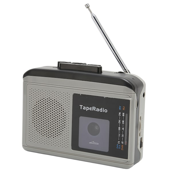 Bärbar kassettbandspelare AM FM-radiobandspelare stöder 2 strömförsörjningsmetoder Svartgrå