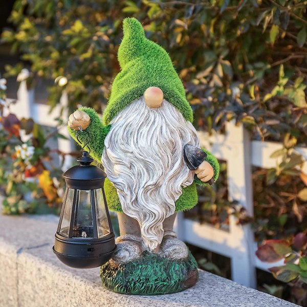 Led-ulkovalaisin kääpiö lyhtyllä - Garden Gnome -puutarhan koristelu