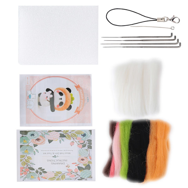 Neulahuovutussetti Villisäiliö Käsintehty tarvikepaket Poke Needle -piirustuksilla (118# Rettikka)
