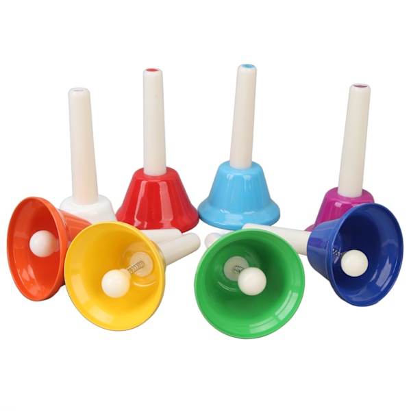 Hand Bell Set färgglada 8 Notes musikaliska legering Handbells för barn Vuxen bröllop