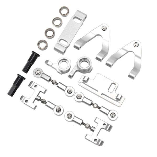 RC Aluminium Øvre og Nedre Suspensionsarm Styrekop Hex Adapter Metal Tilbehørssæt til WPL D12 RC Bil Sølv