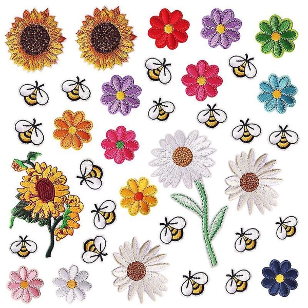 Kombinasjonssett for blomsterbier (36) Smeltlim-klistremerke Gjør-det-selv-lapp-klistremerke Insektbroderikapittel