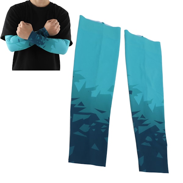 Arm Sleeves Sol Ljusblå UV-skydd Andningsbar Ergonomisk Snabbtorkande Solärmar för Sport Cykling Utomhus L