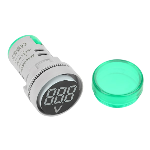 Rund LED-signallampa AC Digital display Voltmeterindikator (grön)
