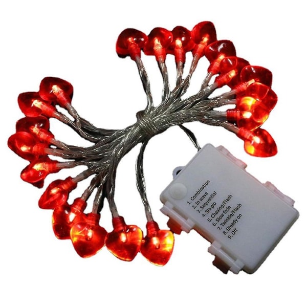 9,8' Valentine Heart String Lights med 20 Heart String Lights, batteridriven, festdekorationer