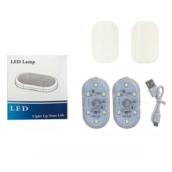 【NX】2/4-pakning trådløse LED-billys, USB oppladbare interiørlys hvite White 2pcs