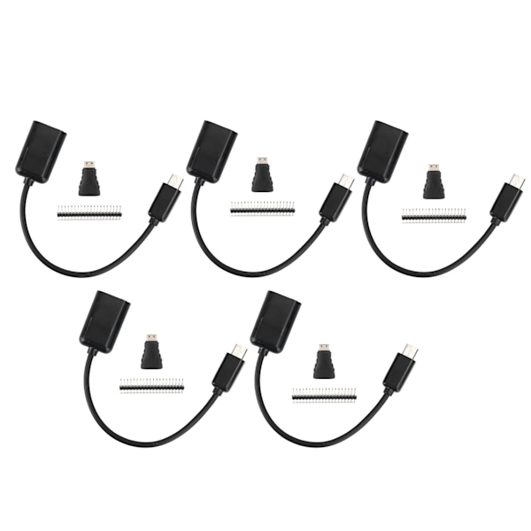 5 Sarjaa Micro USB - OTG-kaapeli HDMI Naaras - Mini HDMI Uros -adapteri GPIO-liitin Raspberry Pi Zerolle