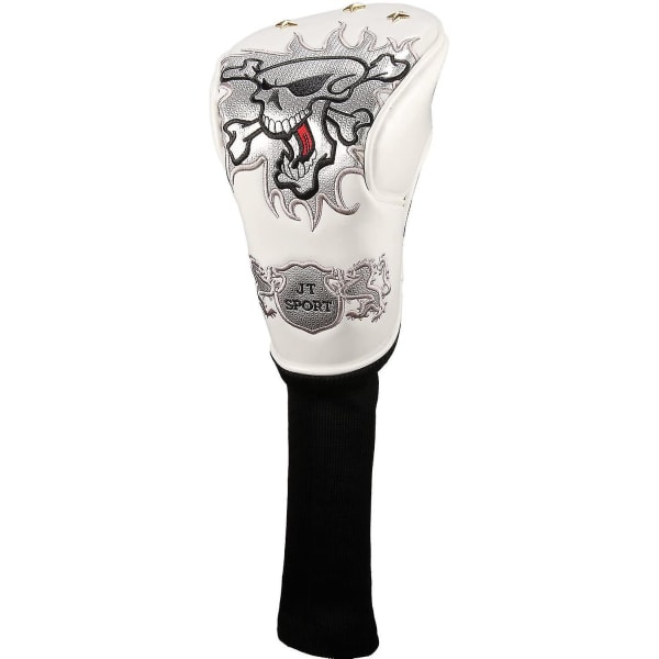 Läder Skull Head Broderi Style Golf Club Headcover Set Protector