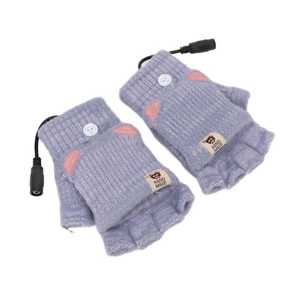 USB Uppvärmda Handskar Vante Herr Dam Vinterstickad Fingerless Hand Warmer Värmehandskar för kontorsarbete Blå