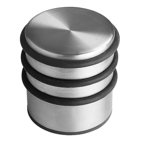 Robust sølvfarvet dørstopper, dørstopper med gummiring, rustfrit stål og gummidørstopper