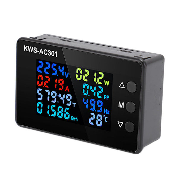 Volt Amp Meter 0 till 100A 50 till 300V LCD-färgskärm Multifunktion Power Energy Monitor for Industry Home