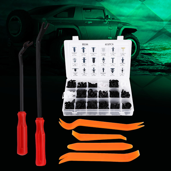 415 kpl erilaisia auton oven verhoilun puskurin kiinnikkeitä Niitit Push Fastener Retainer Irrotustyökalut
