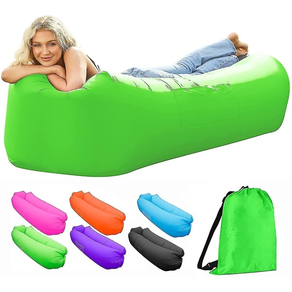 Oppustelig liggestol Air Sofa 2022 Opgraderet Air Chair med bærbar taske, camping oppustelig sofa, blå green