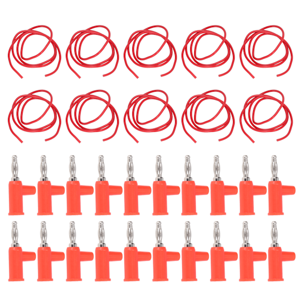 10 sæt Bananplug Testledningssæt 4mm Bananplug 1mm² Testkabler Sæt til Elektrisk Testning Rød