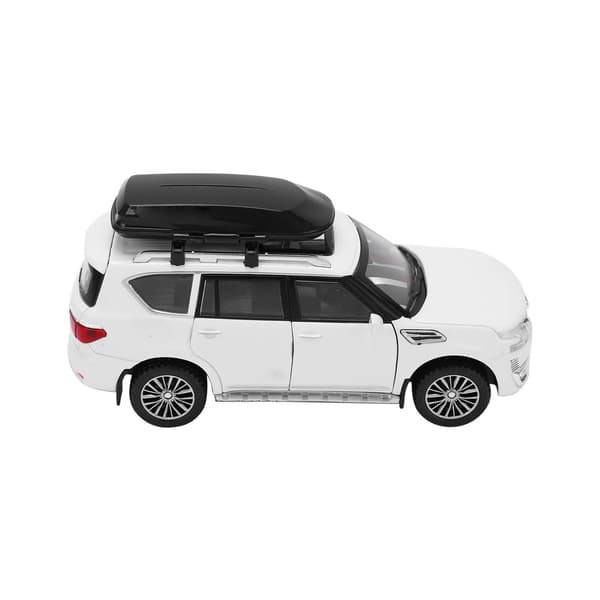 1/32 SUV Bilmodel Legering Trykstøbt Pull Back Køretøjslegetøj med lyd og lys Kompatibel med drenge og piger, hvid