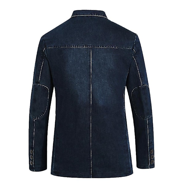 Herre Casual Denim Blazer Jakke XL Mørk Blå