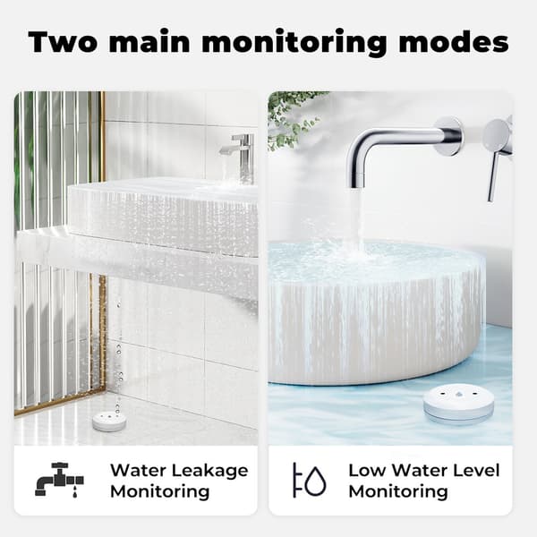 Zigbee vattenläckagedetektor för hemmet, vattenlarm, batteridriven, Zigbee-hubb krävs, hemsupport