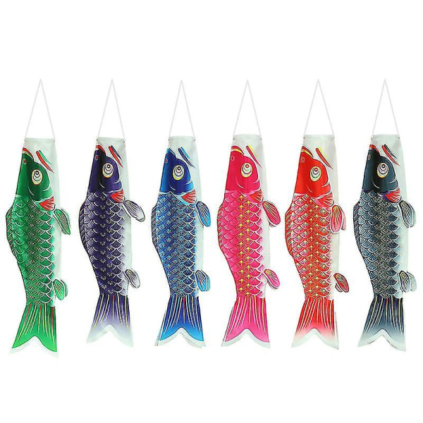 6 st japansk karpstreamer Karpstreamerguide Flagga Karpstreamer i japansk stil Dekorativ fiskformad Streamer Fotoflagga